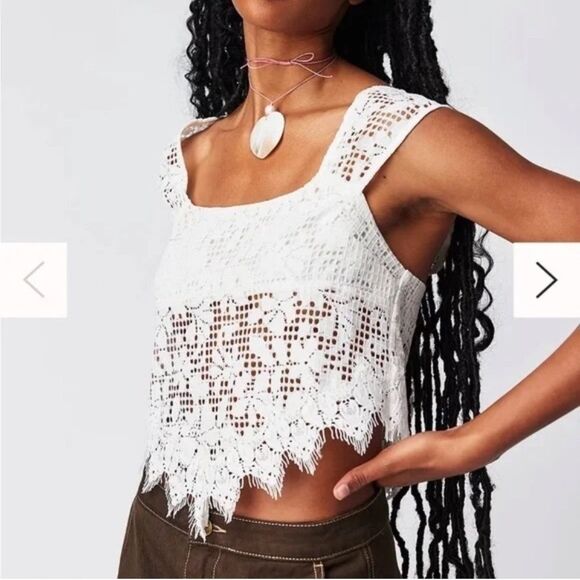 Free people lace dreams white top size Large